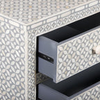 Rajmahal Bone Inlay 7 Drawer Chest of Drawers - Grey Geometric