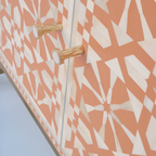 Nakashi Bone Inlay Floral Pattern Orange Cabinet with Metal Base