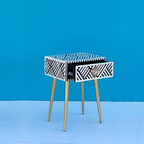 Charbagh Bone Inlay 1 Drawer Bedside Table Gold-Finish Legs