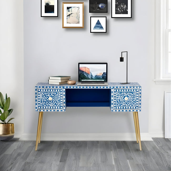 Shahraaz Bone Inly Blue or White Study Desk Hover Image