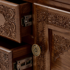 Rajwada Hand-Carved Wooden Sideboard – 6-Drawer & 2-Door Ornate Storage Cabinet