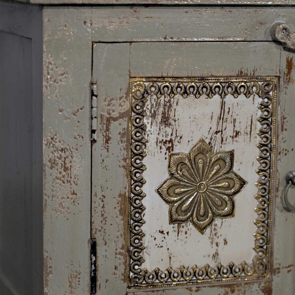 Modern Solid Wood & Brass Accent Console With Drawers