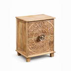 Kesari Hand-Carved Solid Mango Wood Bedside Table