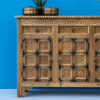 Royal Carved Solid Mango Wood Sideboard Storage Cabinet