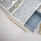 Mandvi Bone Inly Dressing Table with Seating Stool
