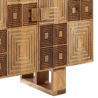 Rangmahal Geometric Wooden Block-Pattern Sideboard
