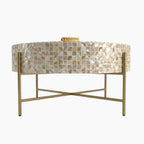 Mother of Pearl Inlay Round Coffee Table, Luxury Handmade Mosaic Coffee Table