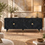 Chhatri Mango Wood Carved TV Unit Black Color