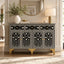 Nakashi Black & White Bone Inlay Buffet Cabinet with 3 Drawers & 4 Doors