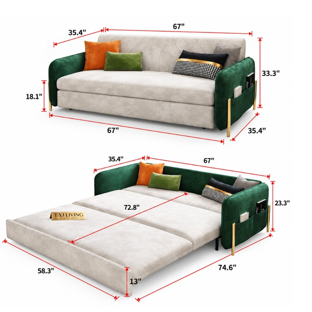 Upholstered Sofa Cum Bed Space-Saving