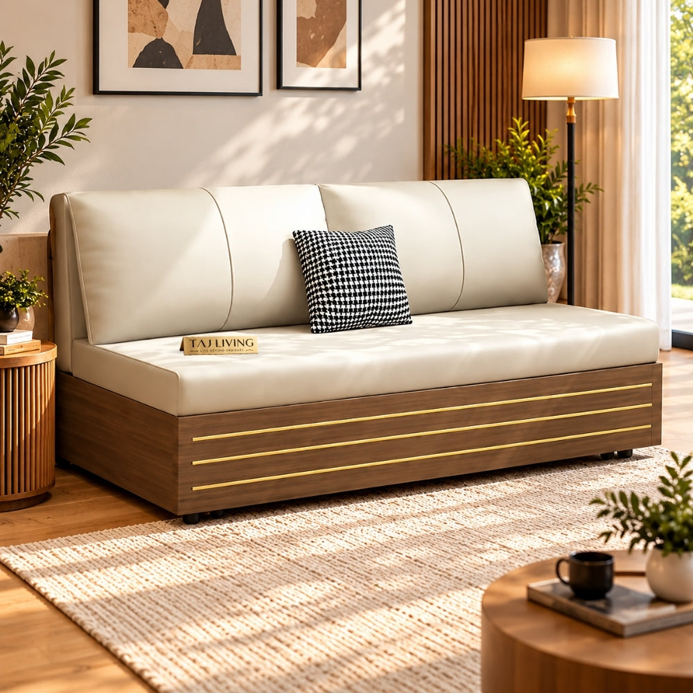Sofa Cum Bed with Storage – Modern Cream/Ivory Convertible Sofa Bed
