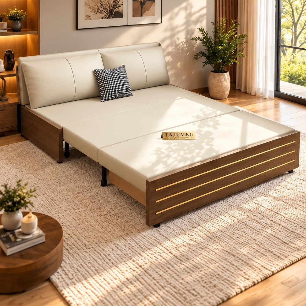 Sofa Cum Bed with Storage – Modern Cream/Ivory Convertible Sofa Bed