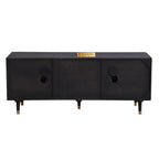 Chhatri Mango Wood Carved TV Unit Black Color