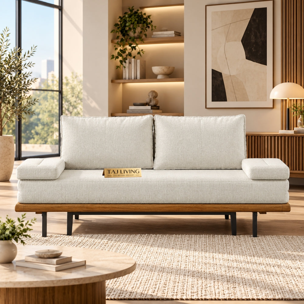Naysa Sheesham Wood Sofa Cum Bed – Honey Finish