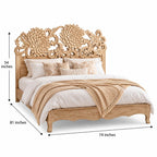 Parampara Hand Carved Solid Mango Wood Floral Bed for Bedroom