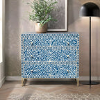 Mewarika Blue & White Bone Inlay Chest 6 Drawer Floral Pattern