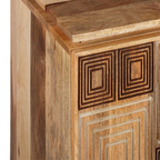 Rangmahal Geometric Wooden Block-Pattern Sideboard