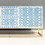 Bone Inlay TV Unit 2 Central Drawers with 2 Side Cabinets Metal Base