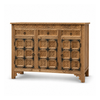 Royal Carved Solid Mango Wood Sideboard Storage Cabinet