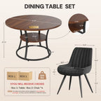 Round Dining Table Set for 4, Kitchen Table with 4 Upholstered Chairs
