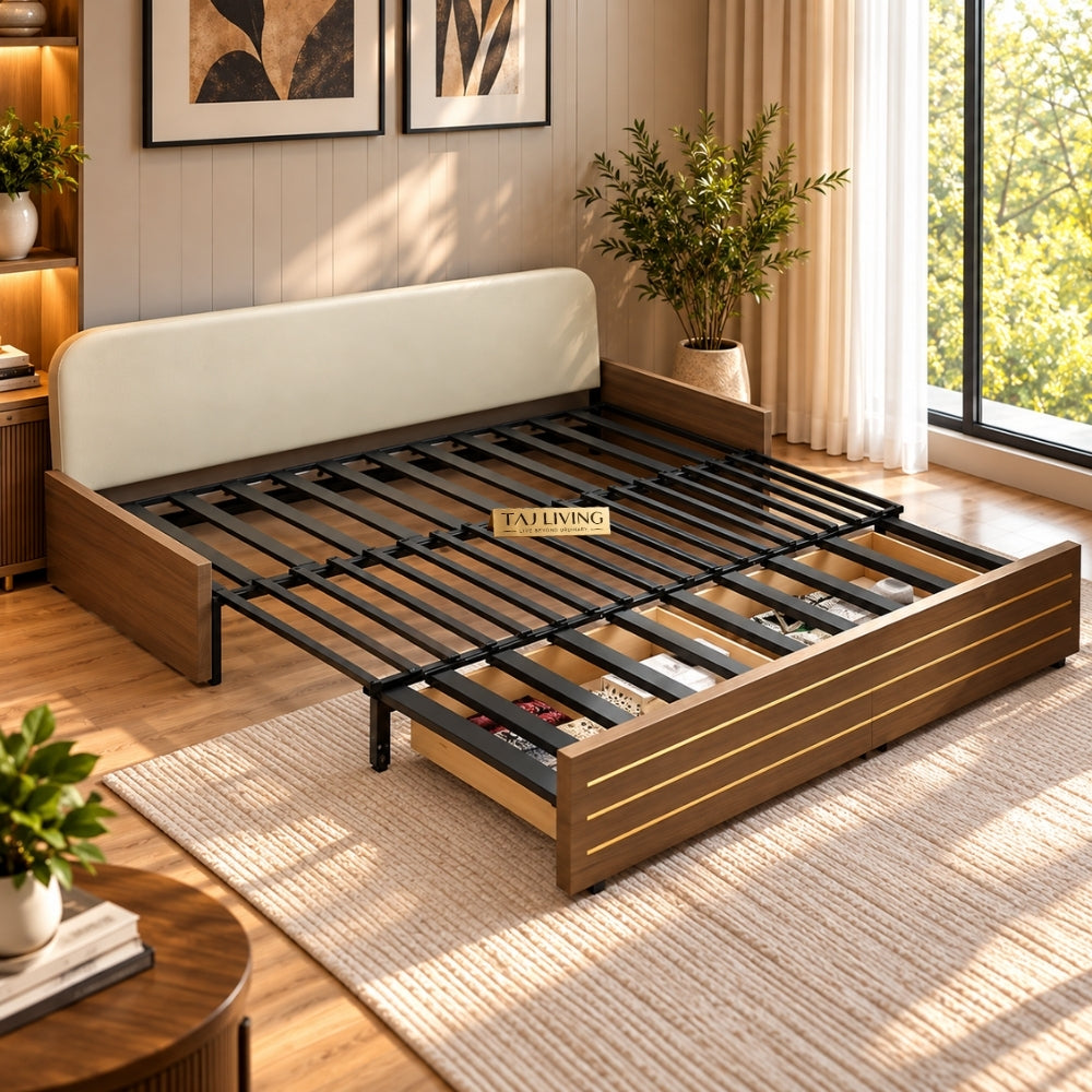 Sofa Cum Bed with Storage – Modern Cream/Ivory Convertible Sofa Bed