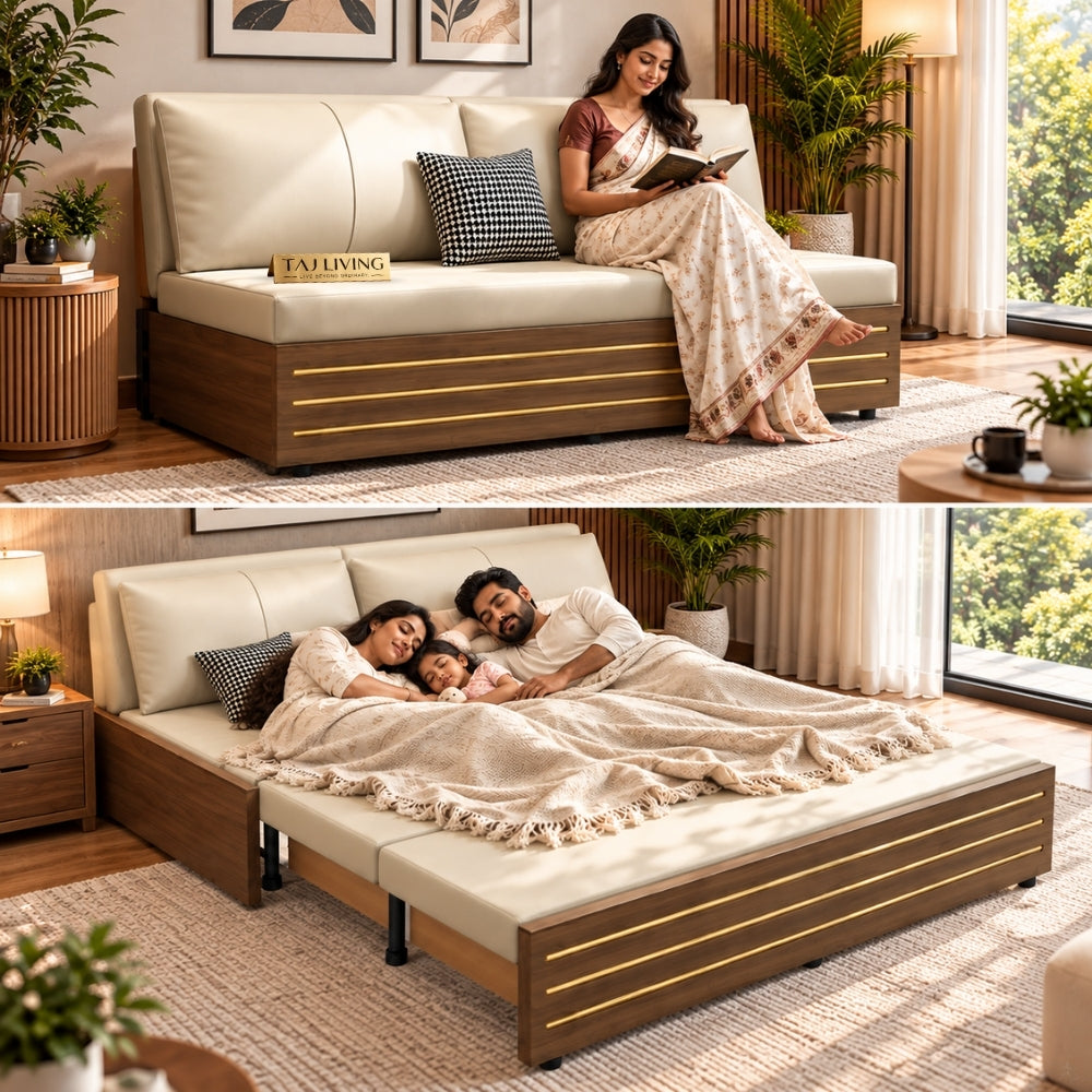 Sofa Cum Bed with Storage – Modern Cream/Ivory Convertible Sofa Bed