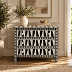 Rajvansh Black Bone Inlay 3 Drawer Chest of Drawers