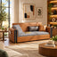 Upholstered Sofa Cum Bed with Storage – Modern Tan Brown / Cognac Convertible Sofa Bed
