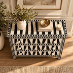 Rajvansh Black Bone Inlay 3 Drawer Chest of Drawers