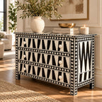 Rajvansh Black Bone Inlay 3 Drawer Chest of Drawers
