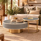Black Bone Inlay Coffee Table & Nesting Table Set – 2 Piece