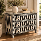 Rajvansh Black Bone Inlay 3 Drawer Chest of Drawers