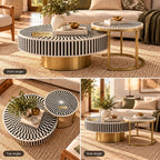 Black Bone Inlay Coffee Table & Nesting Table Set – 2 Piece