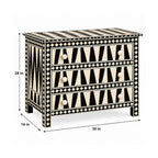 Rajvansh Black Bone Inlay 3 Drawer Chest of Drawers