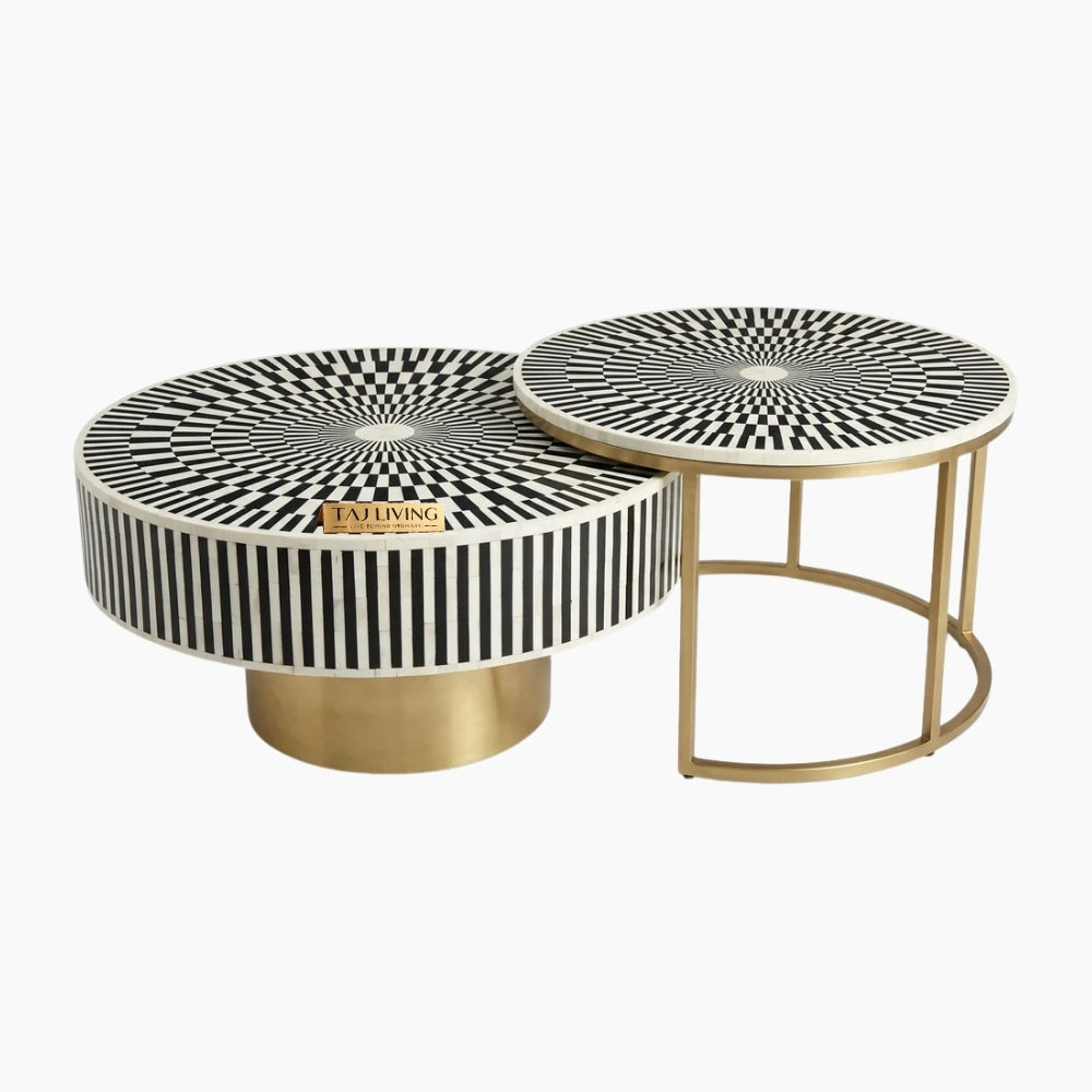 Black Bone Inlay Coffee Table & Nesting Table Set – 2 Piece
