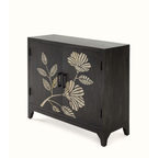 Sand Etched Mandana Floral Carved Wooden Cabinet