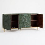 Vasudha Carved Wood Peacock 4 Door Storage Sideboard