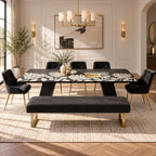 Blossom Inlay Dining Table – Handcrafted 6 Seater Bone Inlay Dining Table