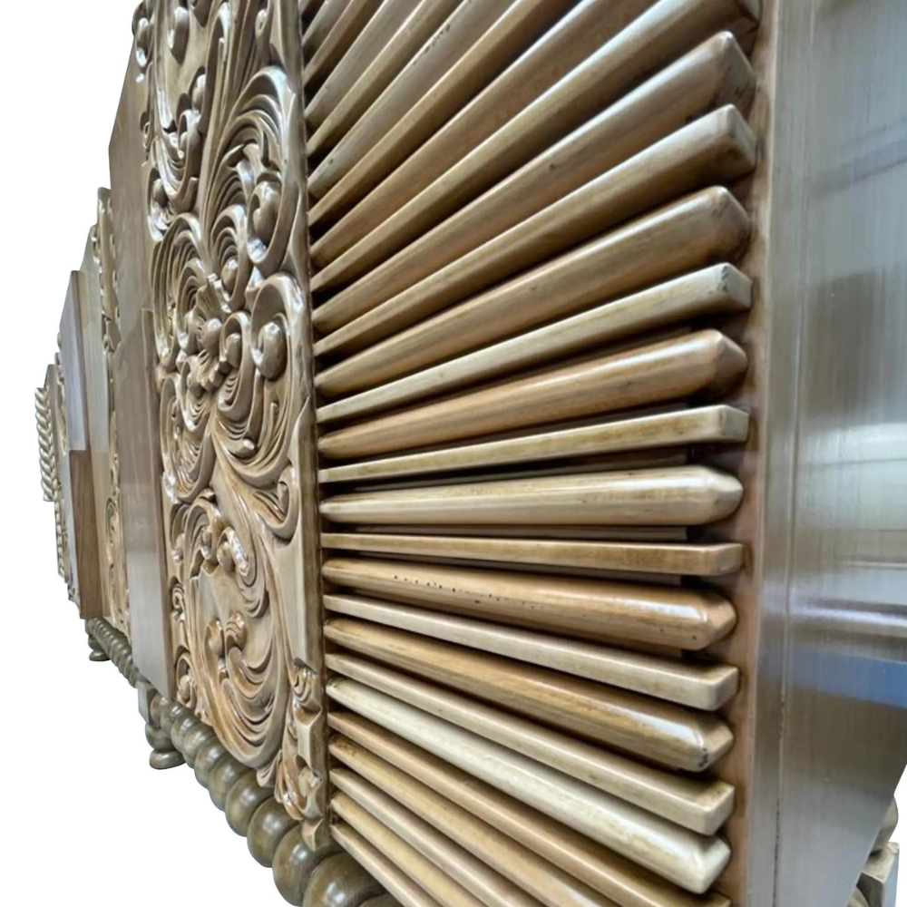 Marudhara Carved Wood Sideboard, Three Doors