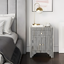 Keshari Black And White Striped Pattern Bone Inlay 2 Drawers Bedside Table