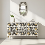 Zardozi Bone Inlay Chest of 9 Drawers Living Rooms, Bedrooms, Hallways
