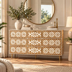Bone inlay Moroccan Chest of 9 Drawers